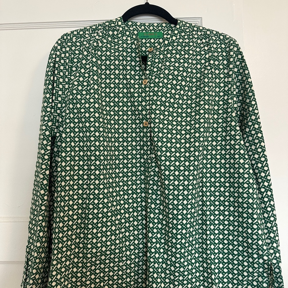 NWOT Clare V Green Patterned Blouse - M/L
